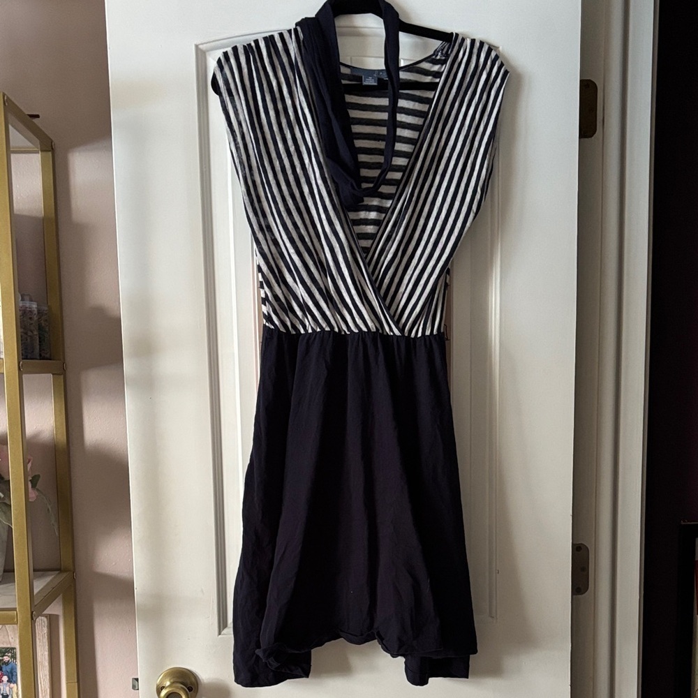 Elegant Striped Black and White Mini Dress